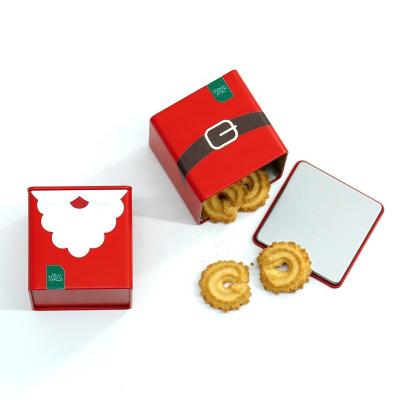 China Tin Square Recycled Tinplate Gift Cookie Cake Packaging Tin Metal Can Christmas Box for sale