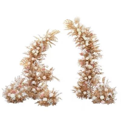 China Professional Real Touch Feeling Golden Horn Arch Artificial Wedding Decoration Fake Flowers for sale