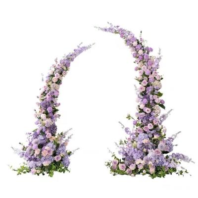 China Real Touch Feeling Playground Facilities Indoor Outdoor Purple Horn Arch Artificial Wedding Flowers Arch On Sale for sale