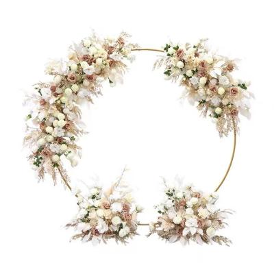 China Professional Manufacturing Champagne Round Arch Flowers And Real Touch Feeling Plants Artificial Flower Decorative Wedding Flowers for sale