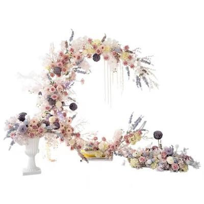 China 190cm*200cm Real Touch Smelling Floral Flower Wedding Decoration Aisle Floral Arch Artificial Flowers Table Centerpiece Runner for sale