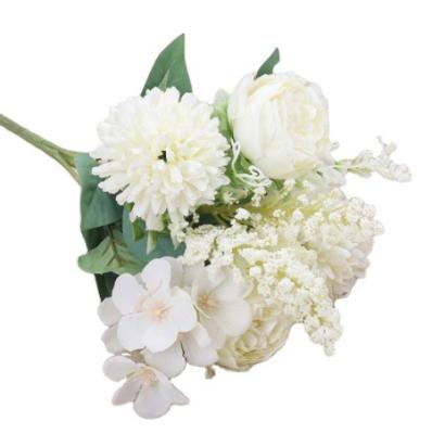 China Direct Wholesale Real Touch Feeling Bouquet Artificial White Peony Flower For Bride Wedding Hand Bouquet Flower for sale