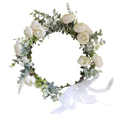 China Supplier Real Feeling Real Touch Silk Flowers Wholesale Rose White Bridal Wreath Artificial Flowers for sale