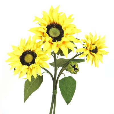 China Hot Selling Realistic Bulk Wedding Artificial Home Decoration Sunflower Events Decoration Sunflower Artificial Flower for sale