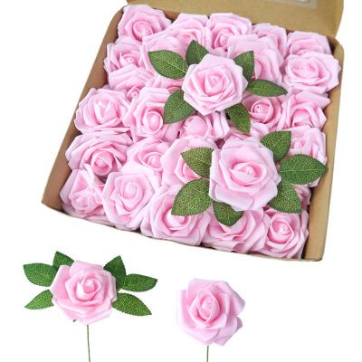 China Loyal Touch Bring Box of 25 Stem Foam PE Roses for DIY Wedding Bouquet Bathroom Home Decoration for sale