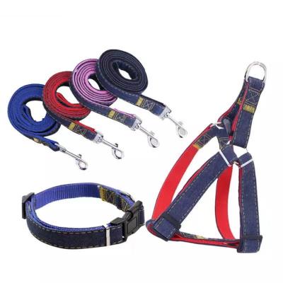 China 3 Pcs Adjustable Leash Harness Collar Set Cowboy Traction Ropes/Dogs Set For Walking Training for sale