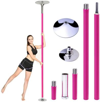 China Portable Adjustable Fitness Silicon Stripper Pink Portable Dance Pole Kit for sale