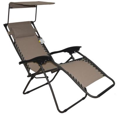 China Folding Modern Adjustable Recliner Lounger Garden Chair Patio Weightless Outdoor Chair With Canopy Shade for sale