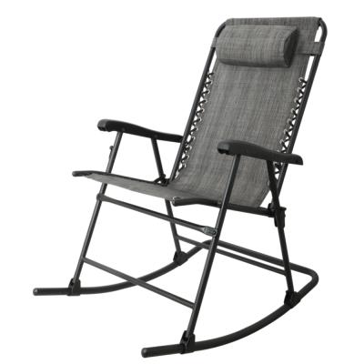 China Weightless Folding Chaise Lounge Gray With Headrest Modern Outdoor Porch Rocker Chair Rocking Patio for sale