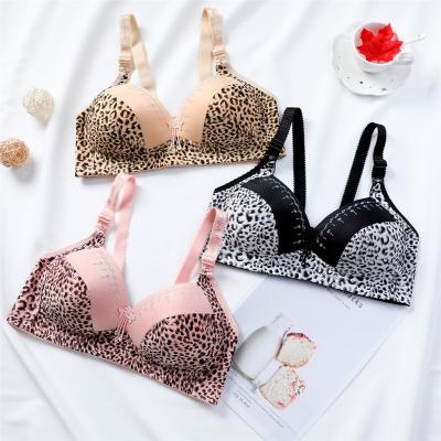 China Women Plus Size Bra Full Coverage Leopard Wire Print Antibacterial Soft Free Sexy Underwear Big Breast Bulks Breathable Bra for sale