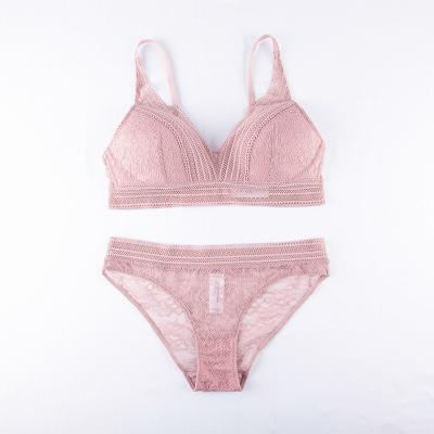 China Wholesale embroidery women underwear ladies waist lace triangle cup hollow bra and panty sets plus bra for sale