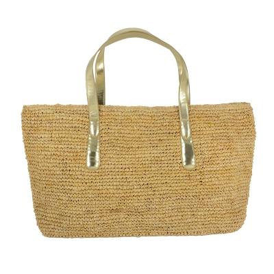 China Fashion Madagascar Raffia Straw Tote Bag Natural Handmade Crocheted Raffia Shoulder Bag With Canvas Lining Zipper Closure for sale