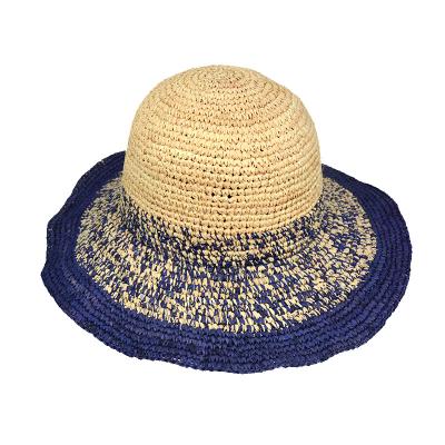 China Striped Raffia Beach Sun Hat Fringed Brim Straw Hats for sale