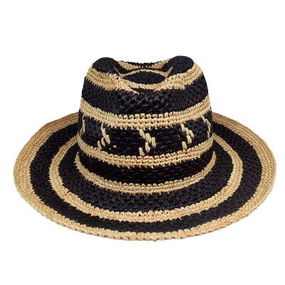 China Wholesale Custom Paper Straw Hat Lady Raffia Straw Hat Summer Beach Sun Checked Slouchy Hats For Women for sale