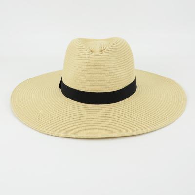 China Handwoven crochet women striped brim Straw Hats Summer Beach Wide vellum fashion hats for sale