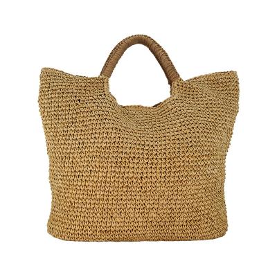 China Top Handle Tote Shoulder Handbag Straw Handbag Casual Satchel Straw Shoulder Bag Women's Summer Beach Bag for sale