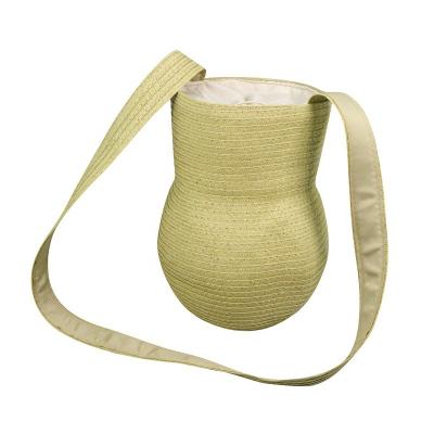 China Fashion China Supplier New Design OEM Straw Woven Bucket Round Beach Bag Straw Bag With Drawstring Closure for sale