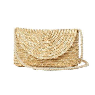 China Japan style wheat straw cross - body bag made with natural wheat straw long strap for shoulder natural straw clutch bag for sale