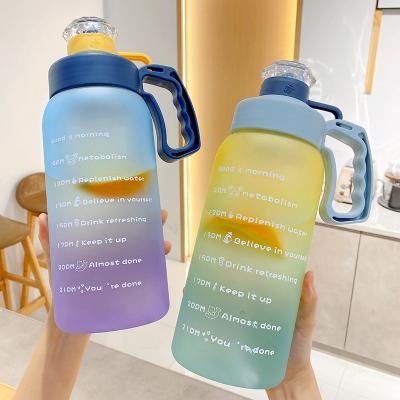 China Sustainable Plastic Water Bottles With Time Marker Gallon Motivational Water Bottle for sale