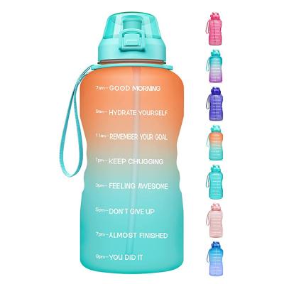 China Amazon Sell Water Bottle Gym Water Jug Half Gallon 1Gallon Viable Hot Motivational Water Bottle With Time Marker Straw for sale