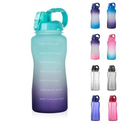 China Viable Plastic Water Bottle with Time Marker and Motivational Straw - Leakproof BPA Free Flip Top Water Bottle Reusable for Spo for sale