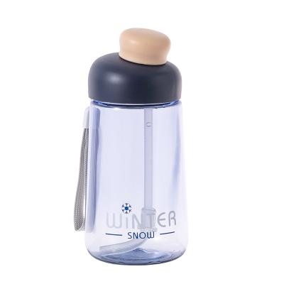 China Small Mouth Viable Creative Transparent Plastic Water Bottles Bottle Cute Leakproof Drinkware Student Gift Cup With Straw for sale