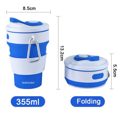 China Sustainable Collapsible Water Bottle Eco-Friendly Camping Hiking Collapsible Coffee Cup With Carabi Silicone Collapsible Water Bottle for sale