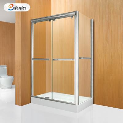 China Customized Modern Prefabricated Sliding Double Doors Aluminum Shower Enclosure For Bathroom for sale