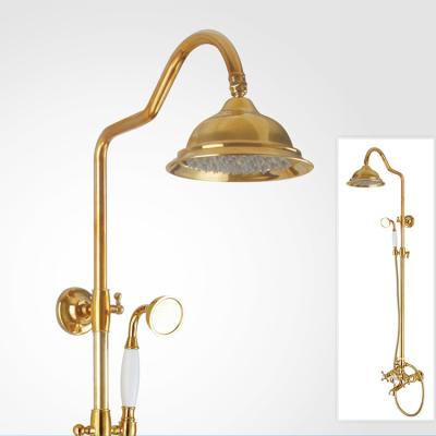 China Luxury Wall Mounted Floor Stand Faucets Bathroom Rainfall Brass Copper Split Bathroom Faucet Shower Set for sale