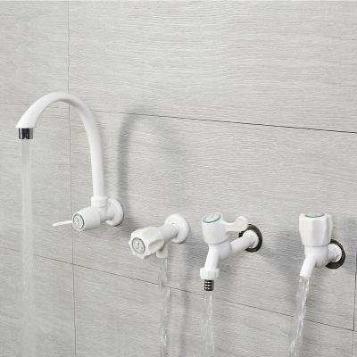 China Other Custom Colors Design Modern Plastic Kitchen Faucet Home Wall Mounted Water Sink Faucet Set for sale