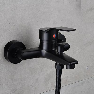 China Without Slide Bar New Design Bathroom Faucet Wall Mounted Bath Faucet Shower Sets Bathroom Faucet Whole Black for sale