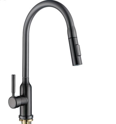 China Modern Thermostatic 304 Stainless Steel Water Tap Black Kitchen Faucet Taps Brass Pull Out Sprayer Kitchen Mixer Sink Faucets for sale