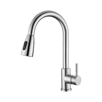 China Modern Cheap Price Pull Out Spray Brushed Stainless Steel Deck Mounted Pull Out Kitchen Faucet For Sink for sale