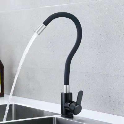 China SUS304 Matte Black Flexible Single Lever Vientiane Faucets SUS304 Matte Black Thermostatic Rotate Mixer Sink Kitchen Faucet Simply Economical for sale