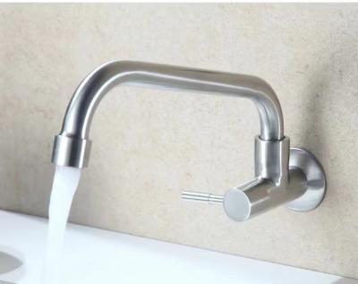 China Economic Modern Metered Faucets Single Handle Brushed Single Cold Kitchen Faucet Wall Mounted Taps For Sink for sale