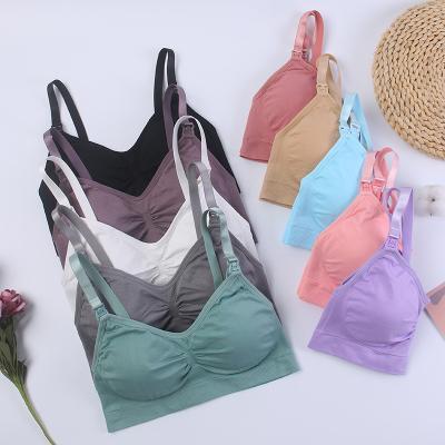 China DLM Antibacterial High Quality Women Maternity Bra No Steel Rings Comfortable Soft Anti-sag Breathable Front Buckle Nursing Bra for sale