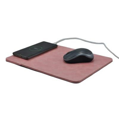 China Mobile Phone Stand 10W Pink Color PU Charger Standard Wireless Charging Leather Mouse Pad for sale