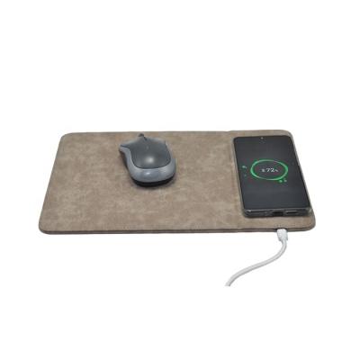 China Universal Adjustable Desktop Wireless Charger Phone Stand 10 Watt PU Leather Mouse Pad for sale