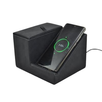 China Mobile Phone Type C Mobile Phone Stand Qi Fast Wireless Charger Charging Stand With Tissue Box for sale