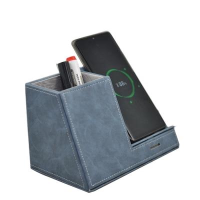 China Eco-friendly Luxury Wireless Charger Smart Phone Holder With Pen Holder for sale