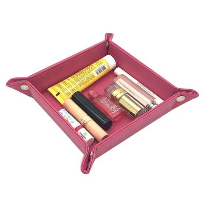 China Best Selling PU Leather Modern Square Valet Tray For Storage And Display for sale