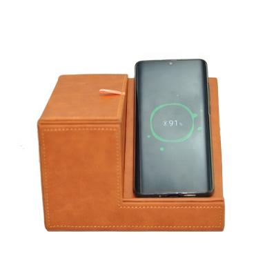 China Luxury Morden PU Leather Cloth Box With Wireless Charger 10W Phone Holder for sale