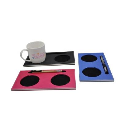 China Sustainable Multifunctional 2 Compartment Cup Mat With Pen Holder for sale