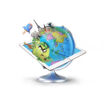 China 8 Inch Metal Stand Rotating World Globe For Kids Best Educational Augmented Reality Globe Toys for sale