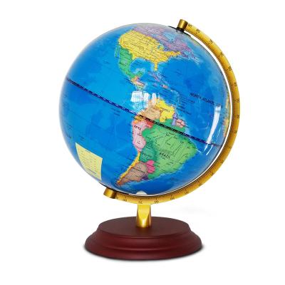 China 360 Degree Rotating Diver 25cm Wooden Base Political Globe For Student Geography Study for sale