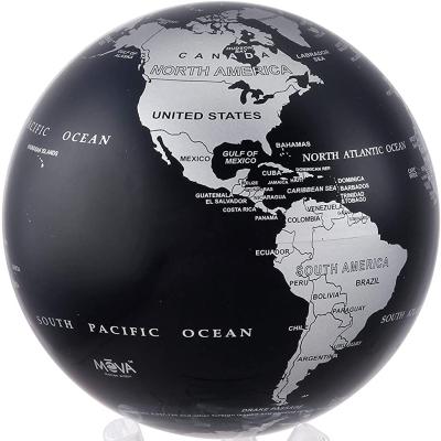 China Solar Powered Map Solar Powered Metallic and Silver Landmass Mova Black Political Globe, No nteed batteries or wires for sale