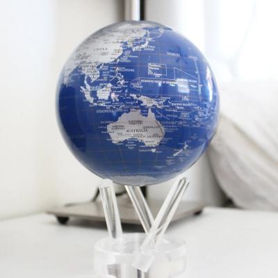 China Christmas Decoration MOVA 4.5inch Metallic Blue Rotating World Globe of Landmass Light Powered, Solar Powered for sale