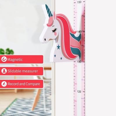 China Magnetic Growth Measurement Chart Height Ruler Writing For Unicorn Wall Sticker Kids Room Decoration for sale