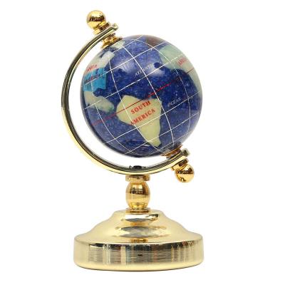 China Education Blue Dipper Color Gemstone Globe Mini Earth 50mm Ball World Globe World Map Metal Support, Worth Shopping for sale