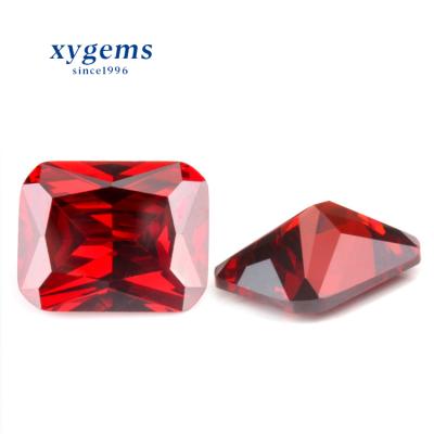 China Best Quality Fire Quality CZ Stones Garnet Octagon Shape Princess Cut CZ Color Or Red Diamond For Zircon Ring for sale